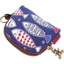 Porte-monnaie pour femme, style japonais, petit portefeuille mignon, organisateur de monnaie en toile de coton, trousse de maquillage