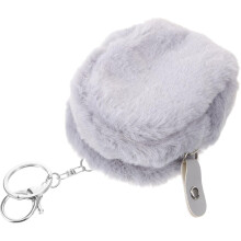 Porte-monnaie en peluche avec porte-clés et fermeture éclair pour femme, petit sac à monnaie souple gris mini pochette