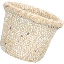 Papelera vintage de ratán tejido, tamaño M (18x14 cm), cesta de almacenamiento multifuncional para el hogar.