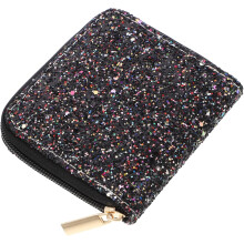 Petit sac à main à sequins avec fermeture éclair, mini pochette de rangement en cuir PU, structure tendance et design unique