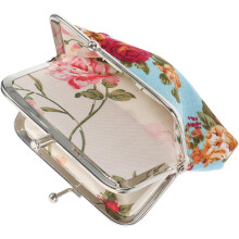 Porte-monnaie vintage pour femme, petit porte-monnaie en toile à double compartiment, motif floral, bleu, idéal pour les voyages
