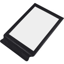 Draagbaar, ergonomisch vergrootglas met 3x vergroting, gemaakt van zwart PVC, ideaal als leeshulpmiddel voor senioren.