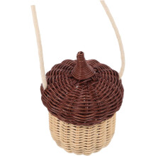 Acorn Satchel Mini-Rattan-Umhängetasche für Jungen und Mädchen, Hängekorb aus Rattan, Aufbewahrungskorb für Picknicks