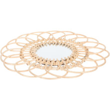 Wohnzimmer-Schminkspiegel, rund, khaki, Rattan-Glas, stilvolle Wanddekoration