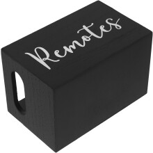Fernbedienungshalter aus Holz, Tischaufbewahrungsbox mit mehreren Fächern, rustikaler schwarzer Organizer