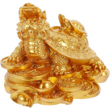 Drachenschildkröten-Feng-Shui-Statue, Gold, 12,5 x 9,2 x 10,5 cm, Wohndekorationsfigur