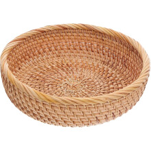 Cesta de frutas de mimbre con ventilación adecuada, tejida en ratán y multifuncional.