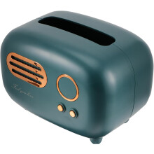 Retro-Radio-Taschentuchbox aus blauem Kunststoff zur Aufbewahrung von Servietten und anderen Kosmetiktüchern – ideal als Schreibtischdekoration