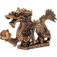 Goldene Drachenstatue aus Kunstharz – Feng-Shui-Dekoration für Büro und Restaurant