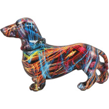 Dackelstatue aus Kunstharz, Hundefigur aus Kunstharz im Graffiti-Stil, bezaubernd bemalte, niedliche Welpen-Tischdekoration