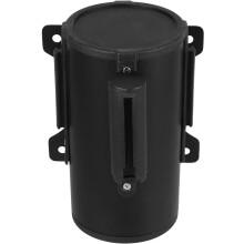 Crowd Control Retractable Belt Barrier Black Stainless Steel Wall Mount Safety Warning High Visibility Strap