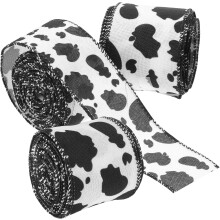 Rollen Kuh-Bastelband zum Verpacken von Dekorationen im Landhausstil, Polyester, schwarz-weiß bedruckt