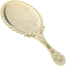 Retro Makeup Mirror Vintage Compact Handle Handheld Small Travel Portable Cosmetic Mirror