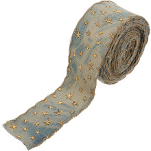 Nastro retrò vintage in tessuto di poliestere largo 3,8 cm con stelle, ideale per accessori per capelli e decorazioni per abbigliamento fai da te.