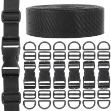 Kit de 31 boucles réglables et sangles en nylon avec système de dégagement rapide latéral, anneaux en D et clips à trois points.