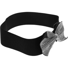Dekorativer Damengürtel, breit, elastisch, mit Strassschleife, für Kleider, Jeans, Hochzeiten und Partys