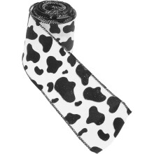 Grosgrain-Band mit Kuhmuster und Drahtkante zum Basteln und Kranzbinden, 6,3 cm breit, 5-Yard-Rolle