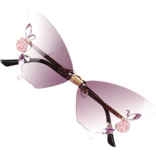 Lunettes de soleil papillon sans monture pour femme, style soirée, verres gris dégradés