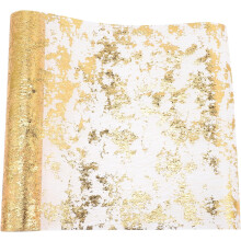 1 Rolle Tischläufer aus Netzgewebe, 76 x 762 cm, dünnes Polyester-Netzgewebe, zuschneidbar, elegant, goldfarben