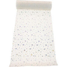 Csillámos csillagmintás PVC anyag, kis tekercs 20cm x 120cm, dekoratív barkácsanyag barkácstáskákhoz