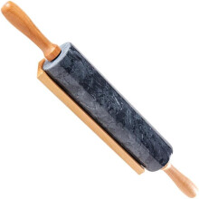 Rouleau à pâtisserie à manche en bois, en marbre, outil de cuisine pratique et facile à utiliser