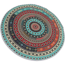 Boho-Teppich, rund, 60 cm, Polyester, waschbar, pflegeleicht, farbenfroher Boho-Teppich