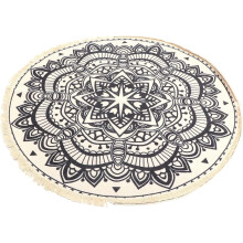 Runder, böhmischer Teppich aus 150x150 Zoll (ca. 380x380 cm) Baumwollmischgewebe – vielseitige Einrichtungsmöglichkeiten