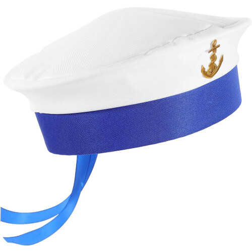 Boat Sailor Cosplay Hat round White Polyester Hat with Charming Elegant Style Sturdy Construction Excellent