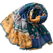 Damessjaal, dun model, bedrukte strandsjaal met zonbescherming en geometrische bloemenprint, lange sjaal voor strandpicknick