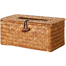 Rechteckige, handgefertigte Taschentuchbox-Hülle aus Seegras im eleganten Landhausstil mit sicherem Sitz und praktischer Aufbewahrungsmöglichkeit.