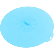 Blauwe siliconen deksel met zuigsluiting voor kommen en pannen, ronde, rekbare deksel van voedselveilig materiaal.