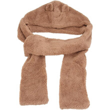 Plüschbär-Ohrenklappenschal, warmer Winterschal, dicker, weicher und modischer Halswärmer für Damen, in Kaffeefarbe
