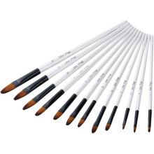 12-teiliges Set Nylonborstenpinsel mit Holzgriffen für Aquarell- und Ölmalerei