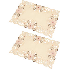 2 Tischsets aus Polyesterfaser mit klassischem Stickereidesign