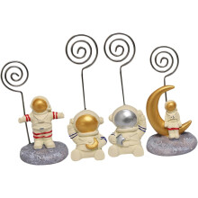 4-teiliges Set mit goldenen und silbernen Astronauten-Memo-Clips, Schreibtisch-Fotohaltern und Tischnummernhaltern