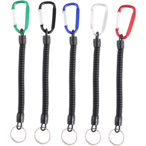 2 Sets mit Heavy Tup Tools Tether Karabiner Pass Fishing Schlüsselanhänger Random Coil Drahtabdeckung