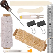 16-teiliges Lederhandwerk-Starterset mit Handnähnadeln und professionellem Buchbindewerkzeug