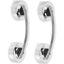 2 Pcs Glass Door Suction Grip Bars with Screws Silver Bathroom Door Pulls and Window Knobs Set