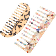 2pcs Portable Anti-static Acetate Hair Combs Fine and Wide Teeth, Delicate Pattern Styling Combs for Women and Girls Home Hairdressing Tools