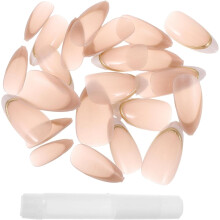 Mandelförmige, künstliche Fingernägel für die French Manicure – kurze Pressnägel für Damen, geeignet für Zuhause und den Salongebrauch