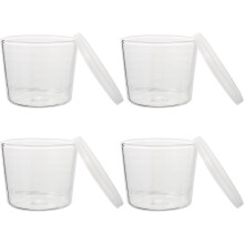 200-ml-Glasbecher mit Deckel, 4er-Set, Mehrzweck-Trinkgläser für Saft, Milch und andere Getränke für die Küche