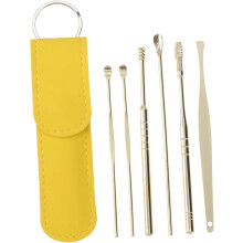 Outil d'extraction de cérumen en acier inoxydable, lot de 6, avec sac de rangement portable pour la maison