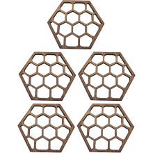 5er-Set Untersetzer aus Holz, Tassen- und Tischsets, hitzebeständig, vielseitig verwendbar, rund, filigranes Design