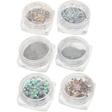 Nagelglitzer-Pailletten, Kristall-Blitzpuder, 6-Farben-Set, Nagelfolien-Flakes für Maniküre-Zubehör, Festival-Party-Dekoration