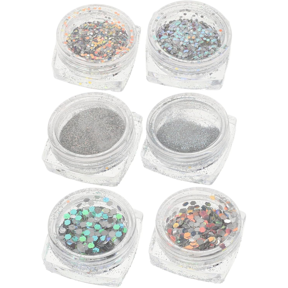 Hkhbjs Nail Glitter Sequins Crystal Flashing Powder 6-Color Set Nail Foil Flakes For Manicure Supplies Festival Party Decoration