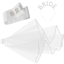 Bruidsluier met hoofdband en parel schouderband. Lichtgewicht en comfortabele bruidsaccessoires.