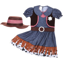 Costume da cowgirl per bambina, set di abbigliamento western in tessuto di cotone, taglia M, vestito per travestimenti di Halloween per bambini