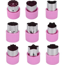 9pcs Cookie Mold Flower Fruit Cutter DIY Vegetable Cutter Multi-Functional Cartoon Style Stainless Steel Plastic