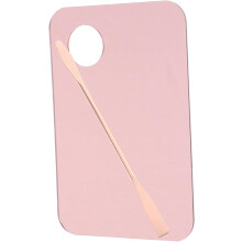 Palette de mélange de pigments en acrylique avec spatule cosmétique en acier inoxydable, plateau de mélange rose pour maquillage et nail art