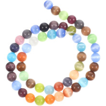 Cats Eye Loose Beads 8Mm Round Gemstone Beads Mixed Colors for DIY Jewelry